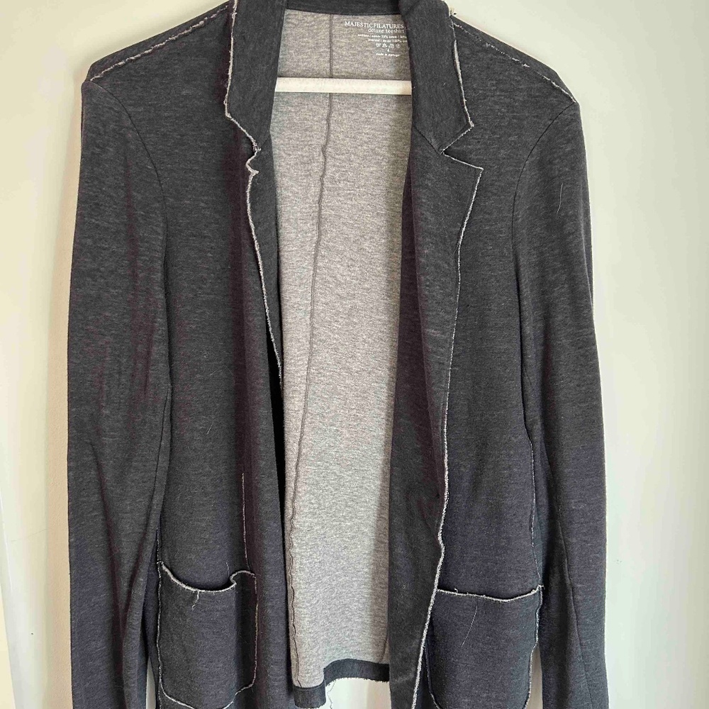 Majestic Filatures Du Lion Cashmere/Cotton Grey Woman's Light-weight Blazer